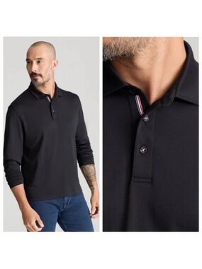 UNTUCKit Damaschino Long Sleeve Polo Men's XL Black